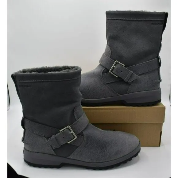 Sperry Womens Size 8 Maritime Step In Grey Faux Fur Lined Leather Boots Shoes