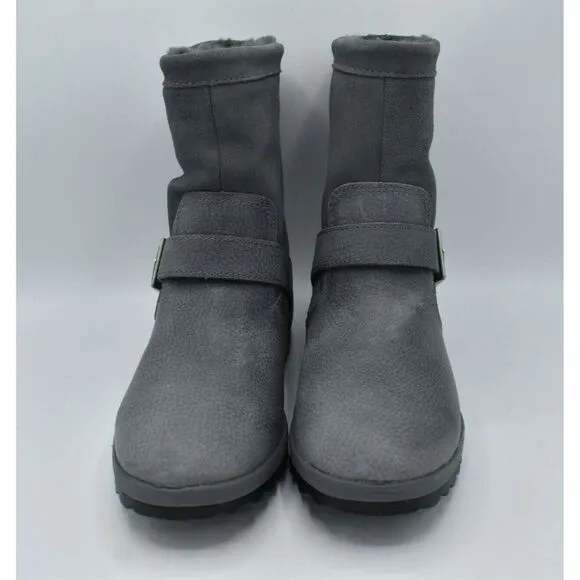 Sperry Womens Size 8 Maritime Step In Grey Faux Fur Lined Leather Boots Shoes