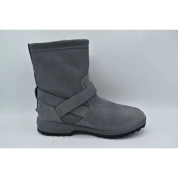 Sperry Womens Size 8 Maritime Step In Grey Faux Fur Lined Leather Boots Shoes