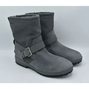 Sperry Womens Size 8 Maritime Step In Grey Faux Fur Lined Leather Boots Shoes