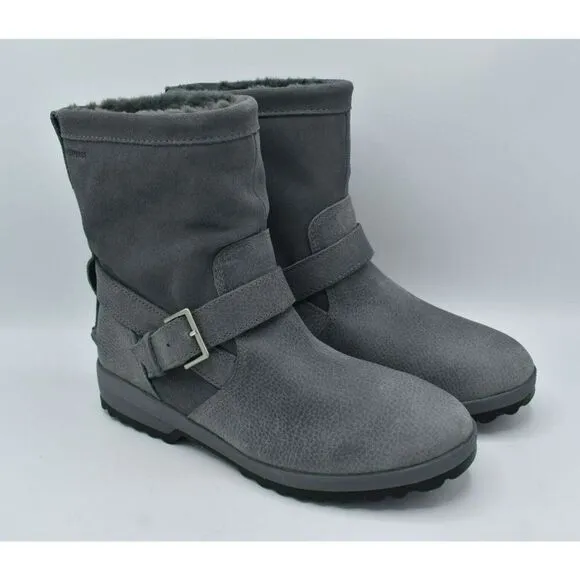 Sperry Womens Size 8 Maritime Step In Grey Faux Fur Lined Leather Boots Shoes