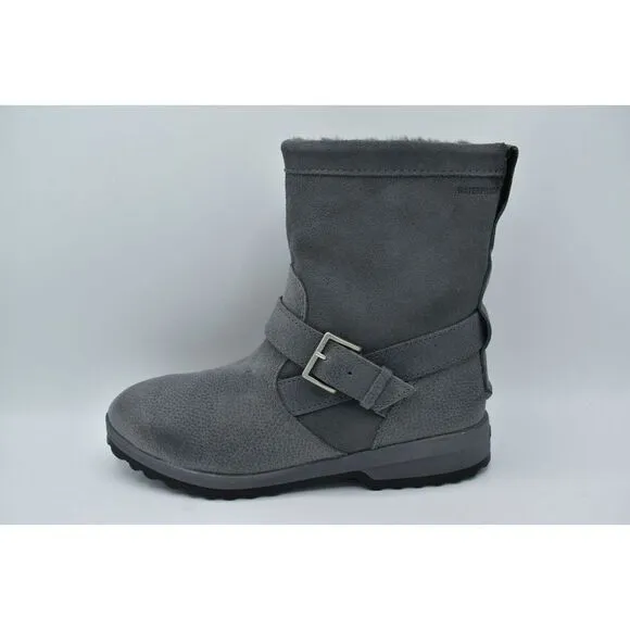 Sperry Womens Size 8 Maritime Step In Grey Faux Fur Lined Leather Boots Shoes