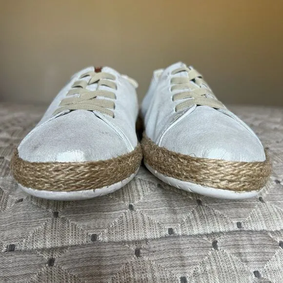 Spring Step Eloya Metallic Silver Leather Espadrille Sneaker EU 40 US 8.5 - 9