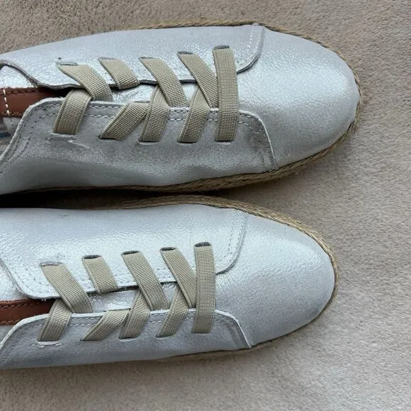 Spring Step Eloya Metallic Silver Leather Espadrille Sneaker EU 40 US 8.5 - 9