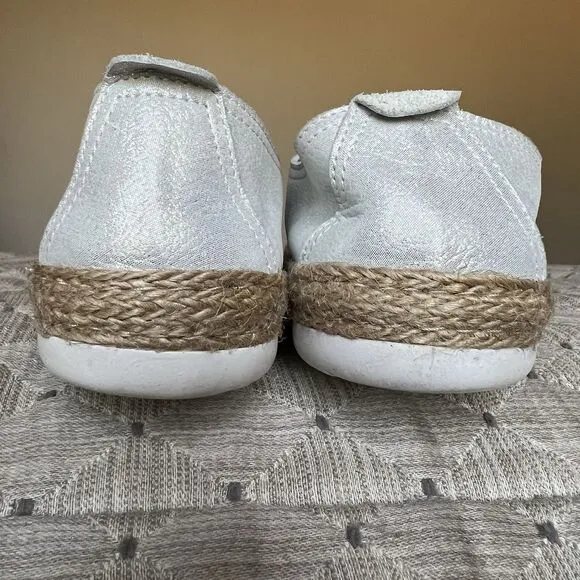 Spring Step Eloya Metallic Silver Leather Espadrille Sneaker EU 40 US 8.5 - 9