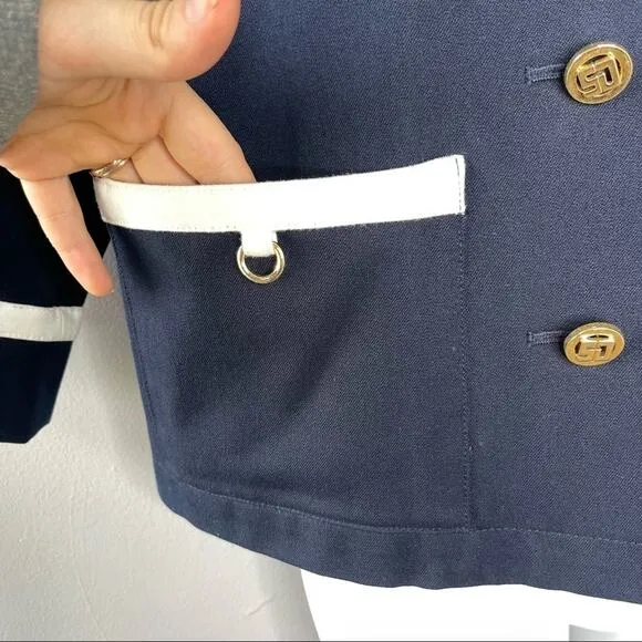 ST JOHN SPORT Blazer Jacket Womens Size Small Nautical Sailor Coastal Luxury