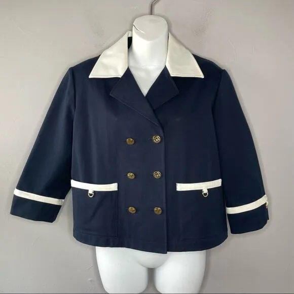 ST JOHN SPORT Blazer Jacket Womens Size Small Nautical Sailor Coastal Luxury