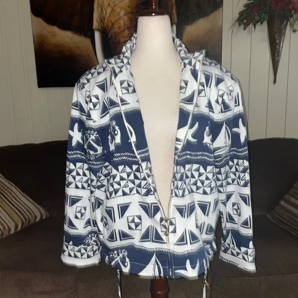 St. John Sport • by Marie Gray • Blue/ White • Large • Sailor Theme • Jacket