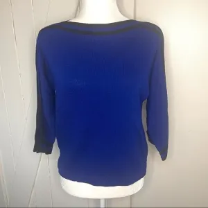 ST. John sport electric blue with black stripe boat neck wool sweater small