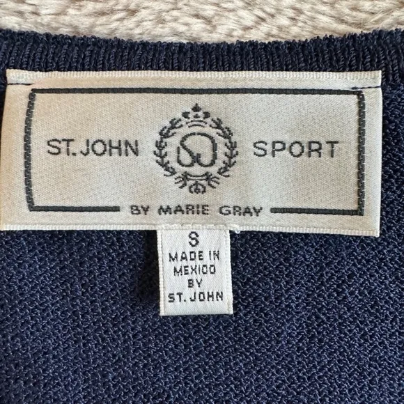 ST JOHN SPORT Size S Wool Blend Santana knit Nautical Sweater Sailors Old Money