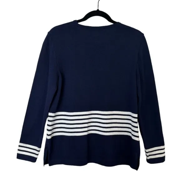 ST JOHN SPORT Size S Wool Blend Santana knit Nautical Sweater Sailors Old Money