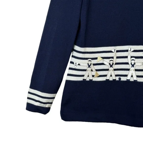 ST JOHN SPORT Size S Wool Blend Santana knit Nautical Sweater Sailors Old Money