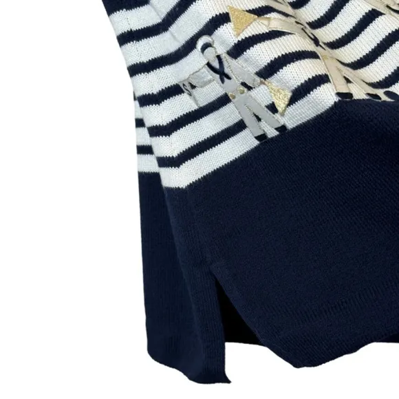 ST JOHN SPORT Size S Wool Blend Santana knit Nautical Sweater Sailors Old Money