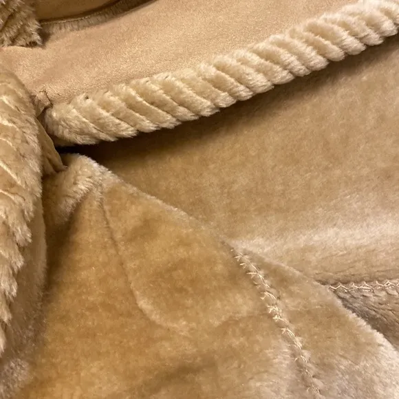 St Johns Bay faux suede leather fur lined long coat size XL hood with pockets
