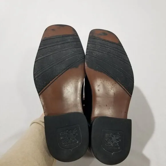 Stacy Adams Shoes Mens Size 9.5 Danton Slip On Black Leather 24363-001 Bike Toe