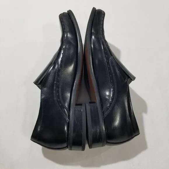 Stacy Adams Shoes Mens Size 9.5 Danton Slip On Black Leather 24363-001 Bike Toe