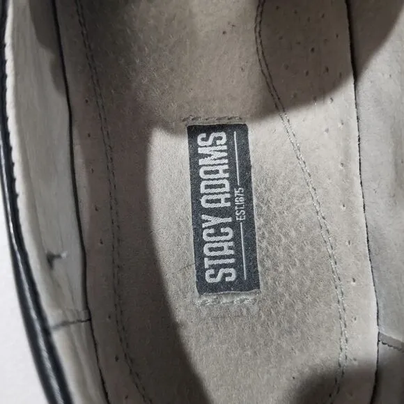 Stacy Adams Shoes Mens Size 9.5 Danton Slip On Black Leather 24363-001 Bike Toe