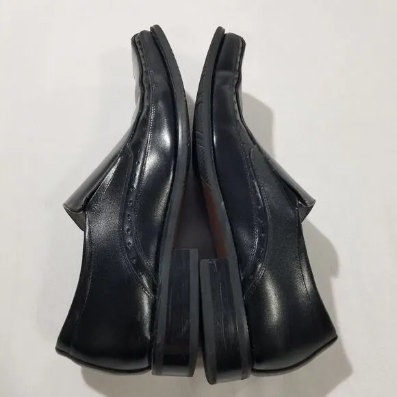 Stacy Adams Shoes Mens Size 9.5 Danton Slip On Black Leather 24363-001 Bike Toe