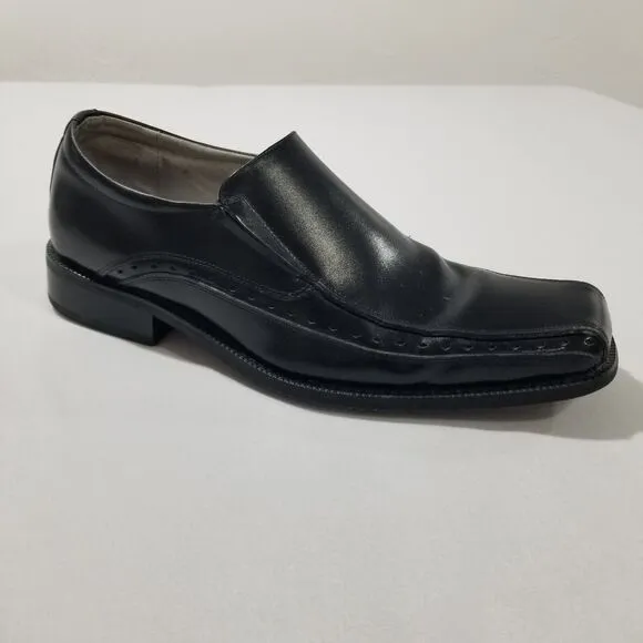 Stacy Adams Shoes Mens Size 9.5 Danton Slip On Black Leather 24363-001 Bike Toe