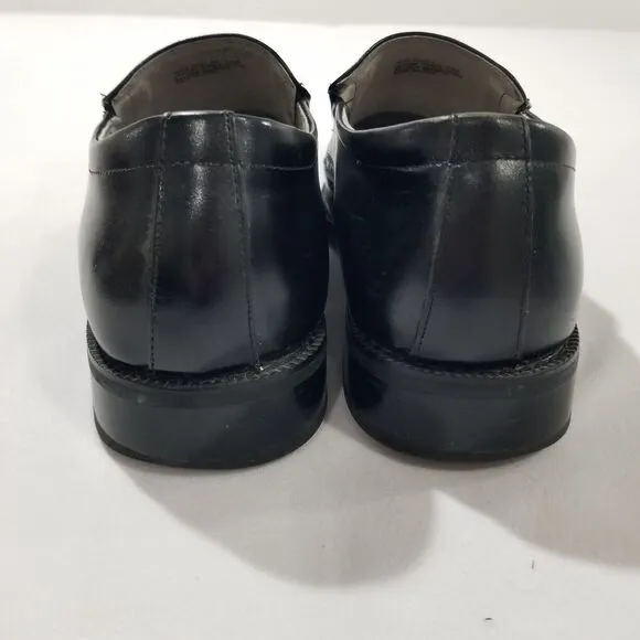 Stacy Adams Shoes Mens Size 9.5 Danton Slip On Black Leather 24363-001 Bike Toe