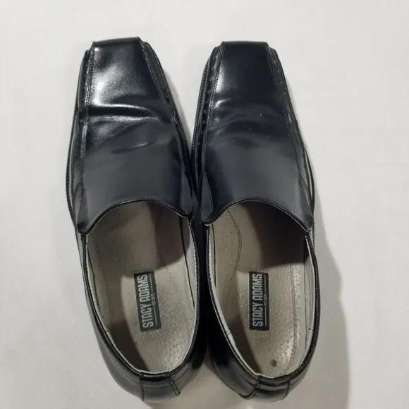 Stacy Adams Shoes Mens Size 9.5 Danton Slip On Black Leather 24363-001 Bike Toe
