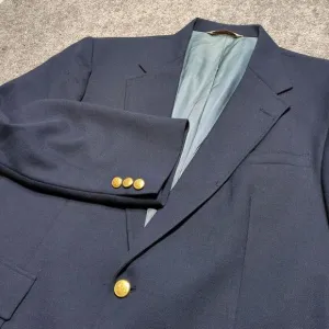 Stafford Blazer Sport Coat Mens 46R Gold Button Navy Boat Captains Jacket Vtg
