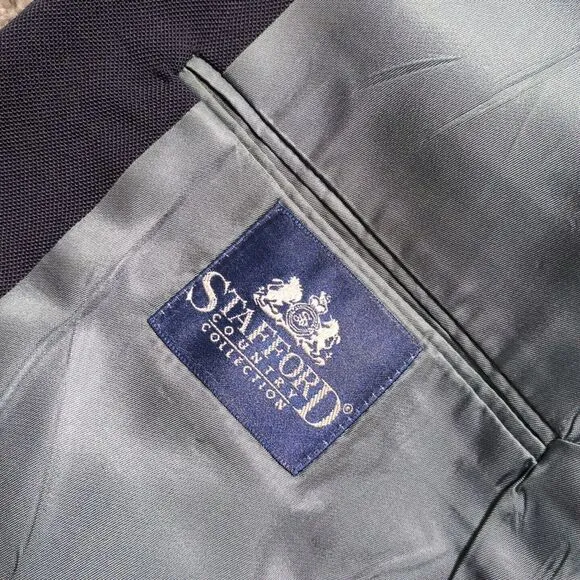 Stafford Blazer Sport Coat Mens 46R Gold Button Navy Boat Captains Jacket Vtg