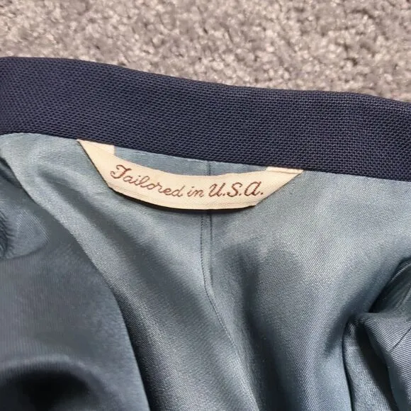 Stafford Blazer Sport Coat Mens 46R Gold Button Navy Boat Captains Jacket Vtg