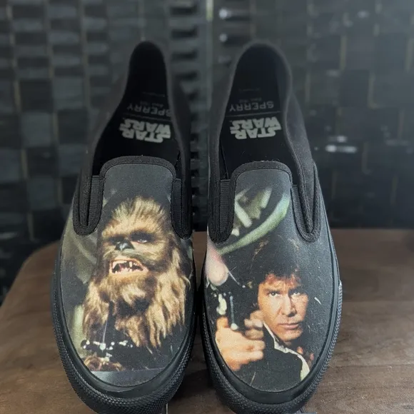 Star Wars Black Slip-On Sneakers Millennium Rebels Force Chewbacca Han Solo