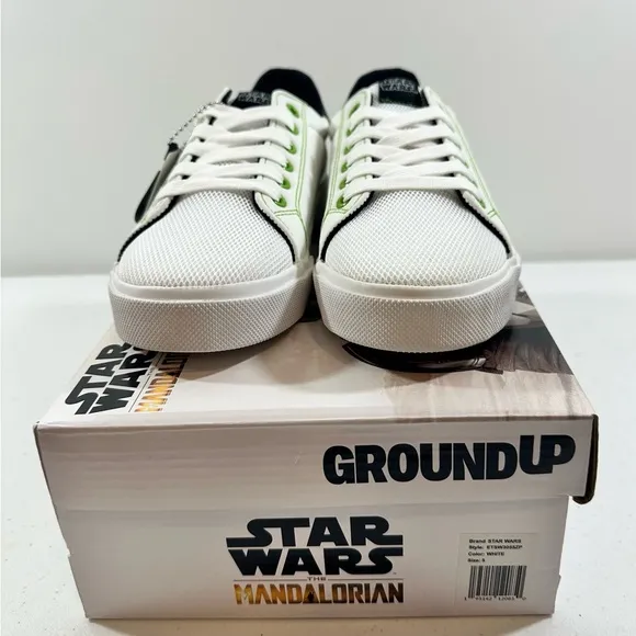 Star Wars The Mandalorian Ground Up Grogu Youth Meshed Court Sneakers, Size 5