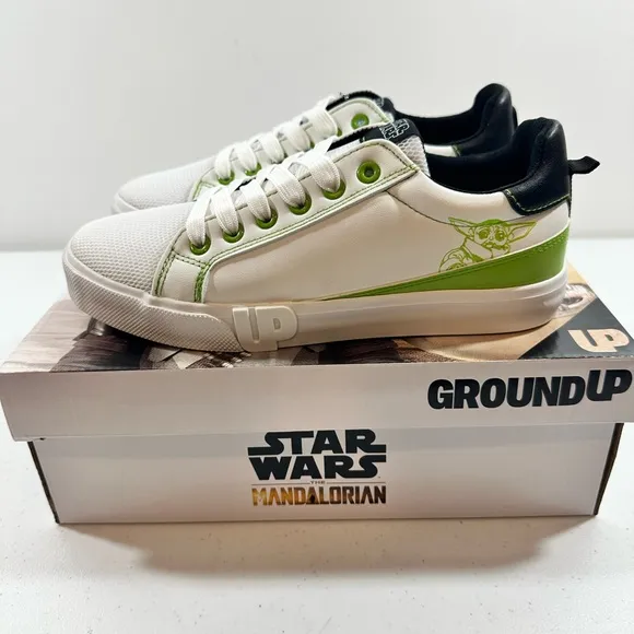 Star Wars The Mandalorian Ground Up Grogu Youth Meshed Court Sneakers, Size 5