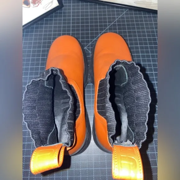 Staud Bow Lug-Sole Leather Sock Boots in Orange color Size 6.5