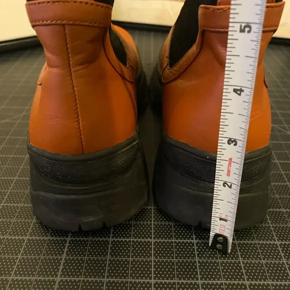 Staud Bow Lug-Sole Leather Sock Boots in Orange color Size 6.5
