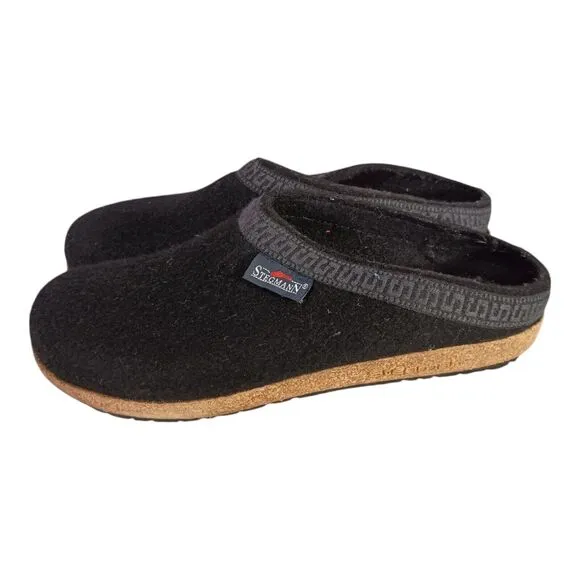 Stegmann Clogs Slippers Slip on Shoes Black Wool Womens 10.5