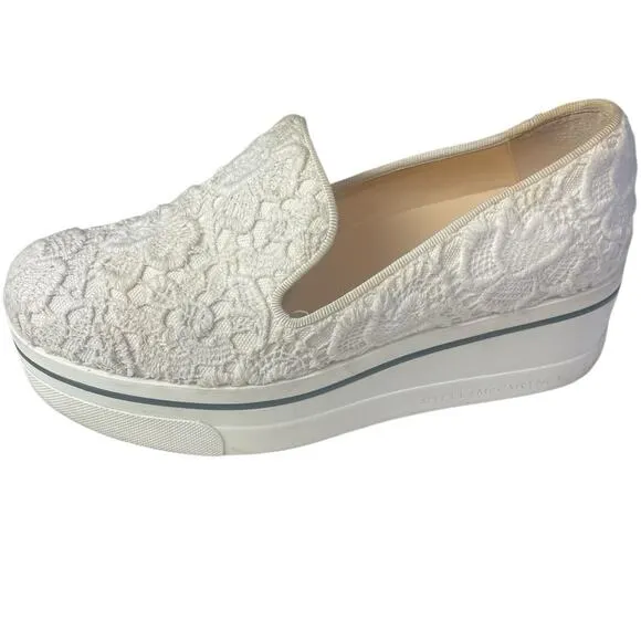 Stella McCartney Binx Lace Platform Sneaker Shoe White Cream Size 5/35