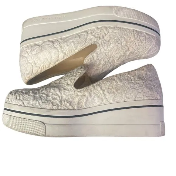 Stella McCartney Binx Lace Platform Sneaker Shoe White Cream Size 5/35