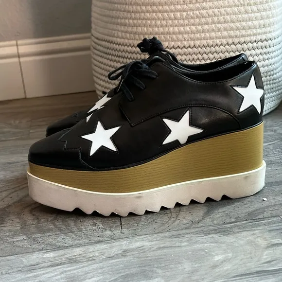 Stella McCartney Elyse Star Platform Wedge Shoes