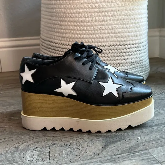 Stella McCartney Elyse Star Platform Wedge Shoes