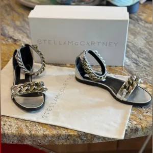 Stella McCartney Falabella Metallic Sandals, Size 39 . Excellent Condition.