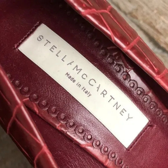 Stella McCartney faux crocodile wedges burgundy heel shoes size 36.5