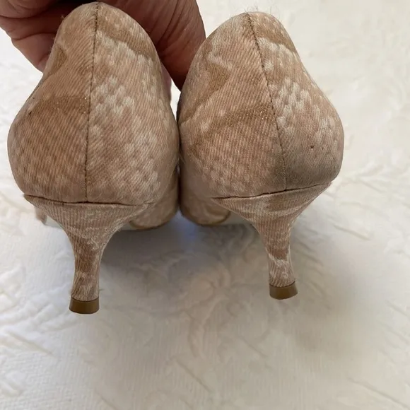 Stella McCartney Kitten Heels Snakeskin Fabric Shoes