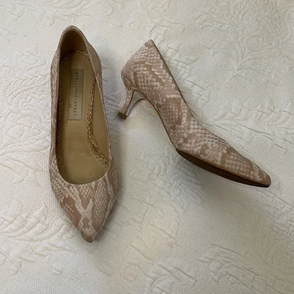 Stella McCartney Kitten Heels Snakeskin Fabric Shoes