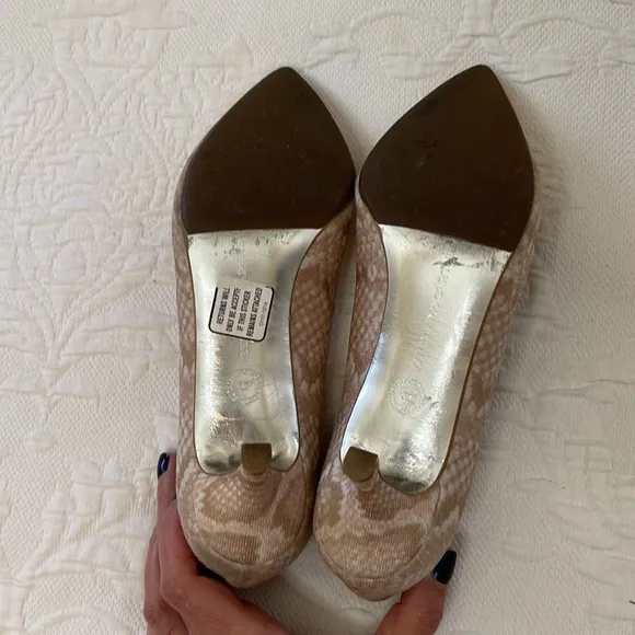 Stella McCartney Kitten Heels Snakeskin Fabric Shoes