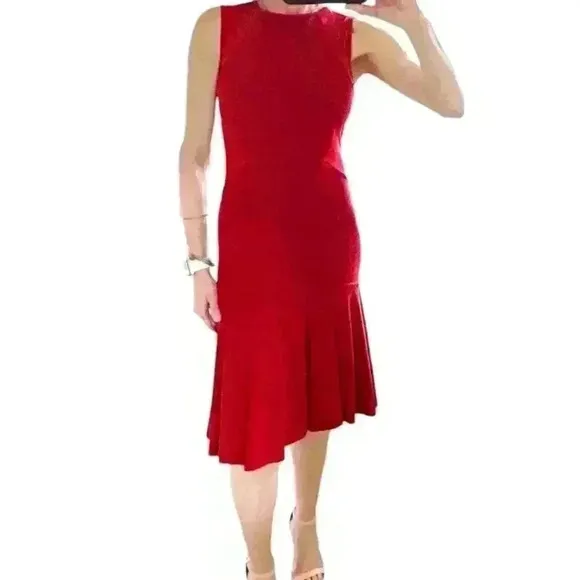 STELLA MCCARTNEY Paneled Sleeveless Dress in Red Size 40