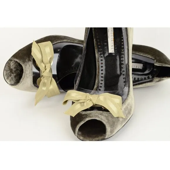 STELLA MCCARTNEY SHOES VELVET BOW PUMPS  sz IT 39.5 US 9.5