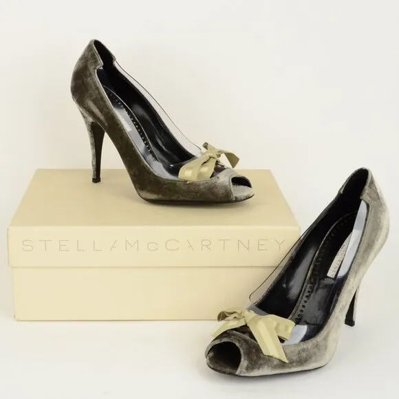 STELLA MCCARTNEY SHOES VELVET BOW PUMPS  sz IT 39.5 US 9.5