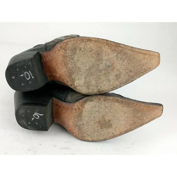 Stetson Grunge Cross Overlay Rivets Boots Sz 6