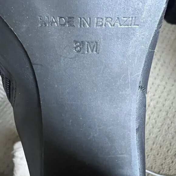 Steve Madden Lourde Black Leather Black Ankle Boot Bootie Square Toe Women 8 M