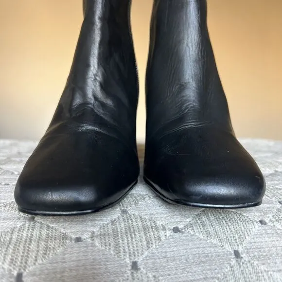 Steve Madden Lourde Black Leather Black Ankle Boot Bootie Square Toe Women 8 M