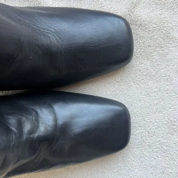 Steve Madden Lourde Black Leather Black Ankle Boot Bootie Square Toe Women 8 M